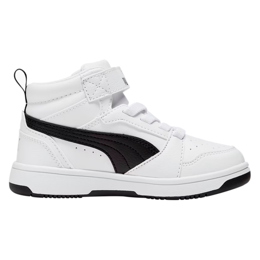 PUMA REBOUND V6 PARA NIÑO COLOR BLANCO NEGRO
