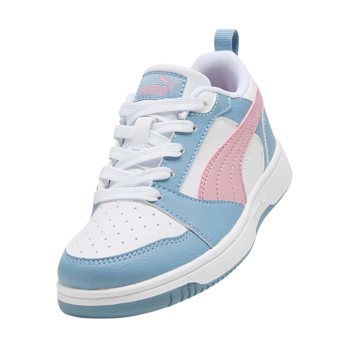 TENIS PUMA REBOUND V6 LO PARA DAMA COLOR BLANCO AZUL ROSA