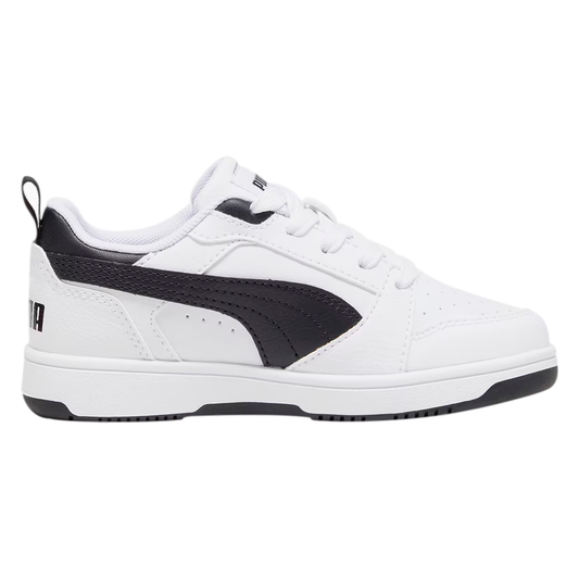 PUMA REBOUND V6 PARA NIÑO COLOR BLANCO NEGRO