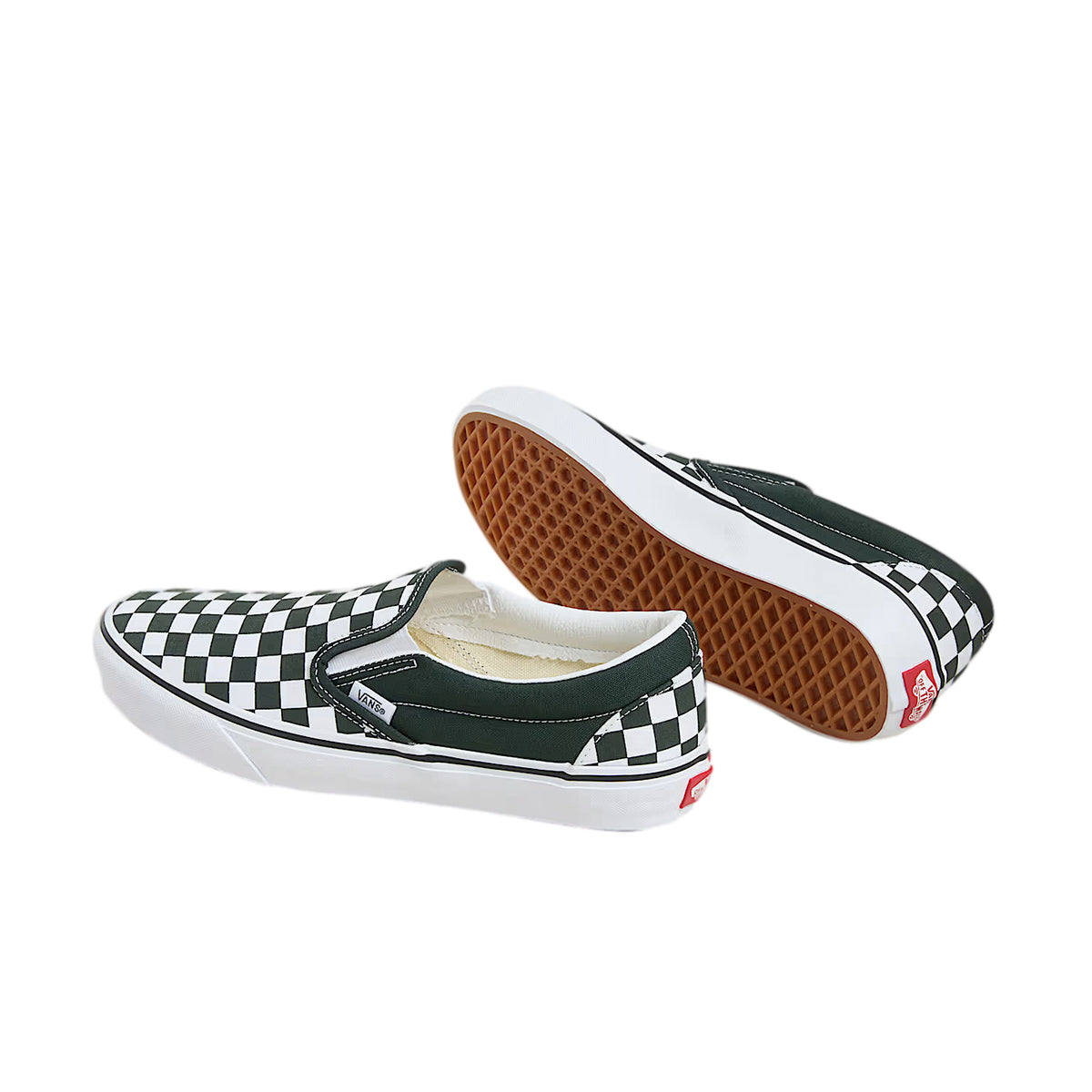 TENIS VANS CLASSIC SLIP-ON CHEKERBOAR PARA CABALLERO COLOR BLANCO VERDE
