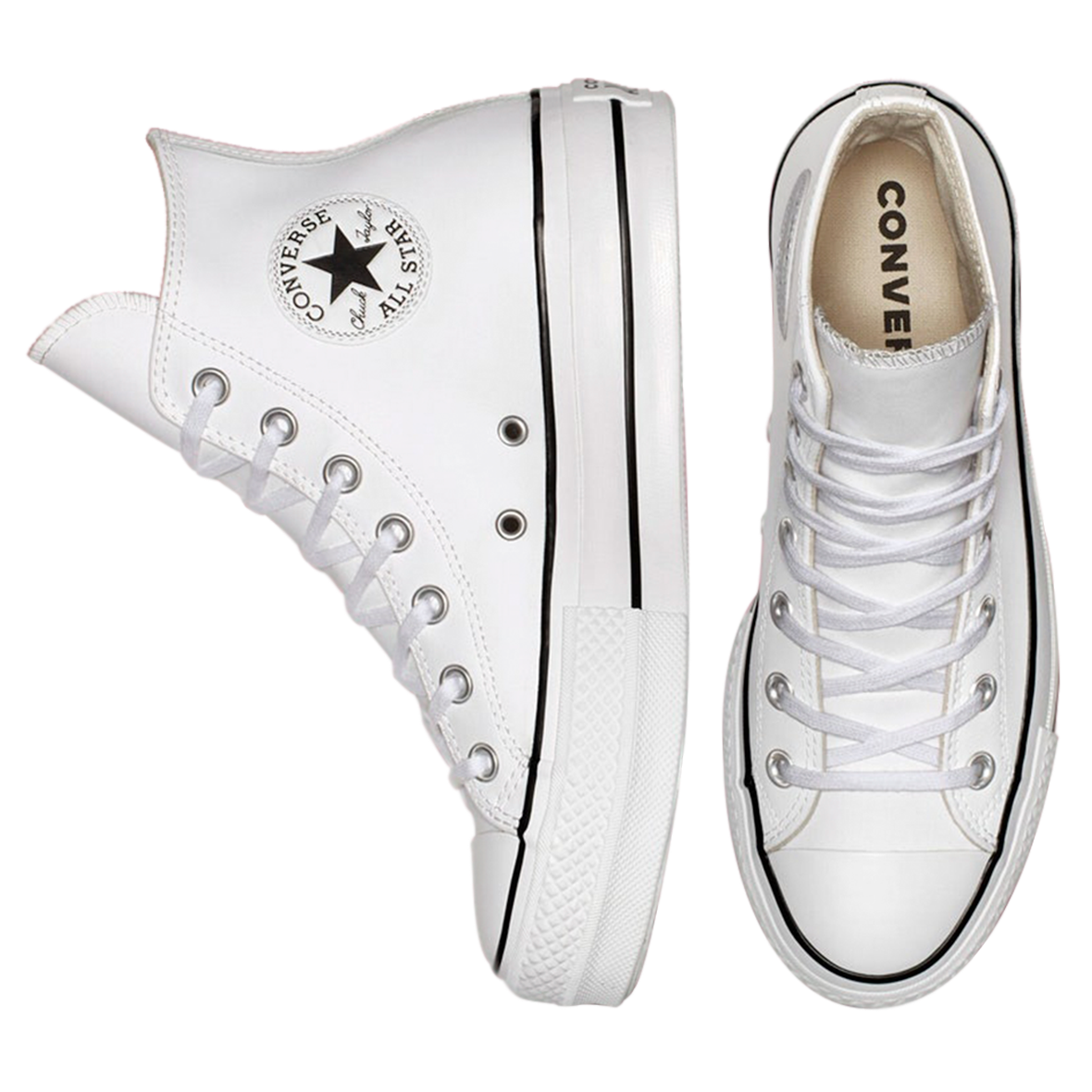 CONVERSE ALL STAR PARA DAMA DE PLATAFORMA BLANCO PIEL