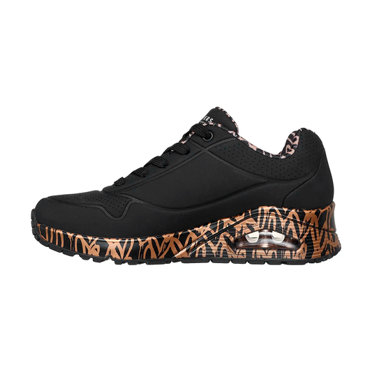 TENIS SKECHERS UNO-LOVING LOVE PARA DAMA COLOR NEGRO ORO