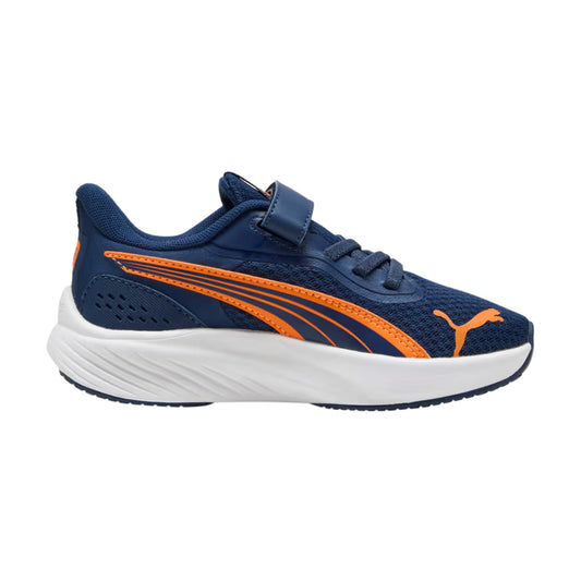 TENIS PUMA POUCE LITE PARA NIÑO COLOR AZUL MARINO NARANJA