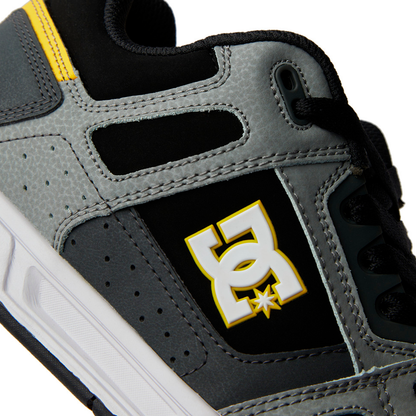 TENIS DC SHOES PARA CABALLERO COLOR GRIS NEGRO AMARILLO
