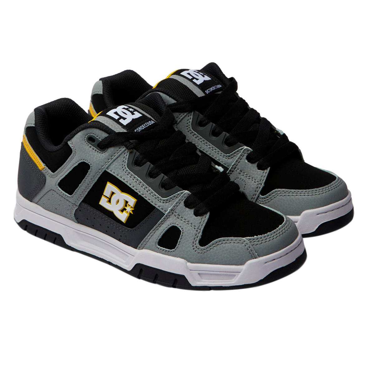 TENIS DC SHOES PARA CABALLERO COLOR GRIS NEGRO AMARILLO