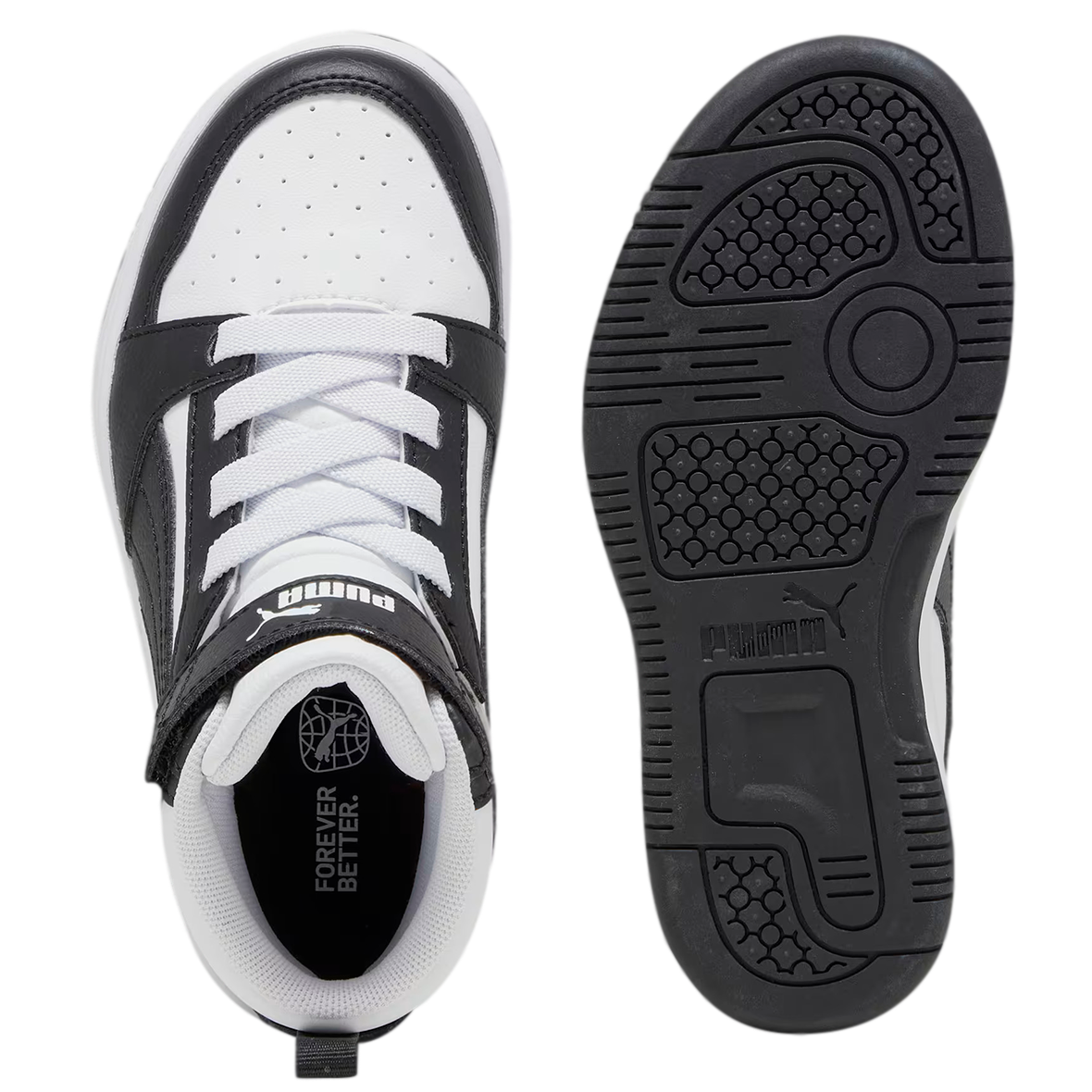 PUMA REBOUND V6 PARA IÑO COLOR NEGRO BLANCO
