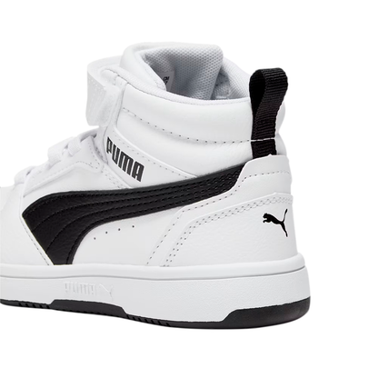 PUMA REBOUND V6 PARA NIÑO COLOR BLANCO NEGRO