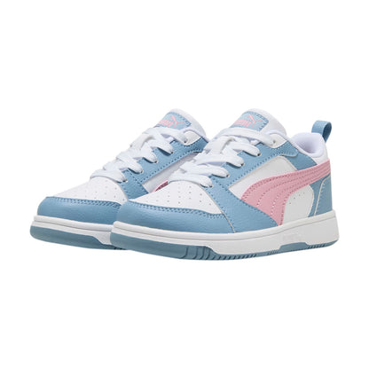 TENIS PUMA REBOUND V6 LO PARA DAMA COLOR BLANCO AZUL ROSA
