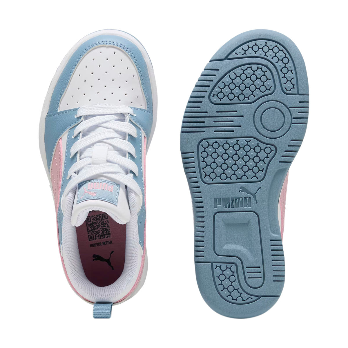 TENIS PUMA REBOUND V6 LO PARA DAMA COLOR BLANCO AZUL ROSA