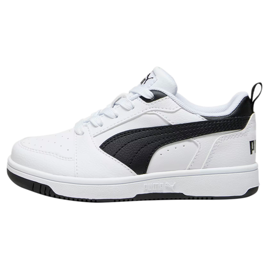 PUMA REBOUND V6 PARA NIÑO COLOR BLANCO NEGRO
