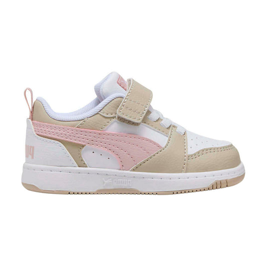 PUMA REBOUND V6 INFANTIL COLOR BLANCO BEIGE ROSA