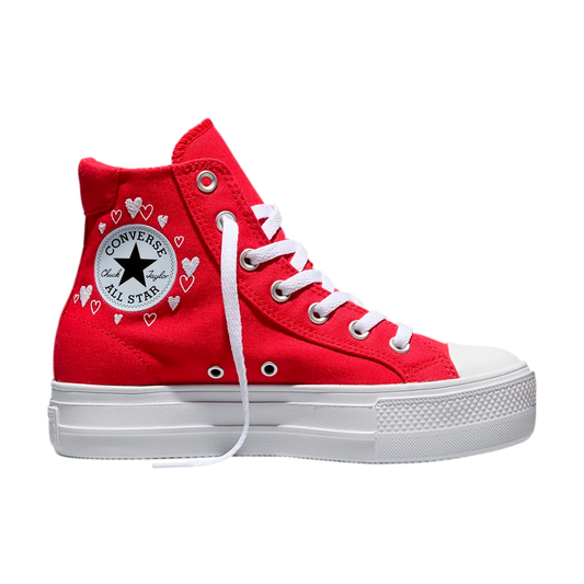 TENIS CONVERSE CTAS HEARTS PARA DAMA COLOR ROJO