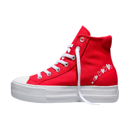 TENIS CONVERSE CTAS HEARTS PARA DAMA COLOR ROJO