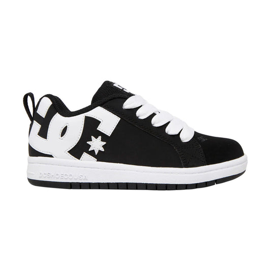 TENIS DC SHOES COURT GRAFFIK PARA NIÑO COLOR NEGRO BLANCO