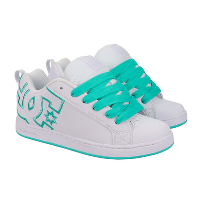 TENIS DC SHOES COURT GRAFFIK PARA DAMA COLOR BLANCO VERDE
