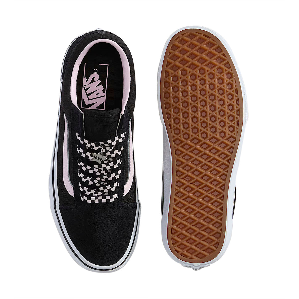TENIS VANS OLD SKOOL PARA DAMA COLOR NEGRO ROSA