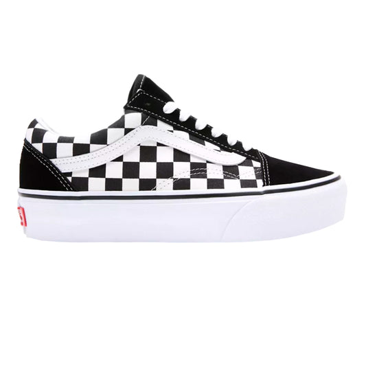 VANS OLD SKOOL CON CUADROS PARA NIÑO COLOR NEGRO BLANCO